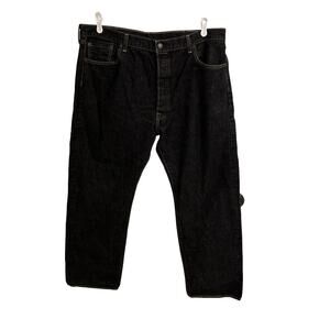 Levis 501 Jeans Mens 42x32 Black Button Fly Cotton Everyday Classic Denim